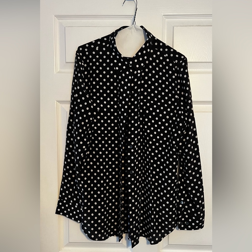 Size large polka dot button down